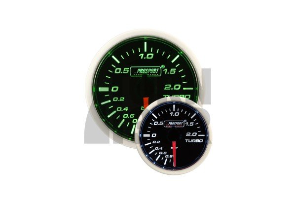 52mm mechanical boost gauge green / white Prosport 