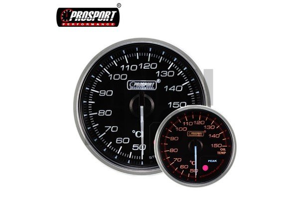 52mm Red / White Oil Temperature Gauge Prosport Supreme  