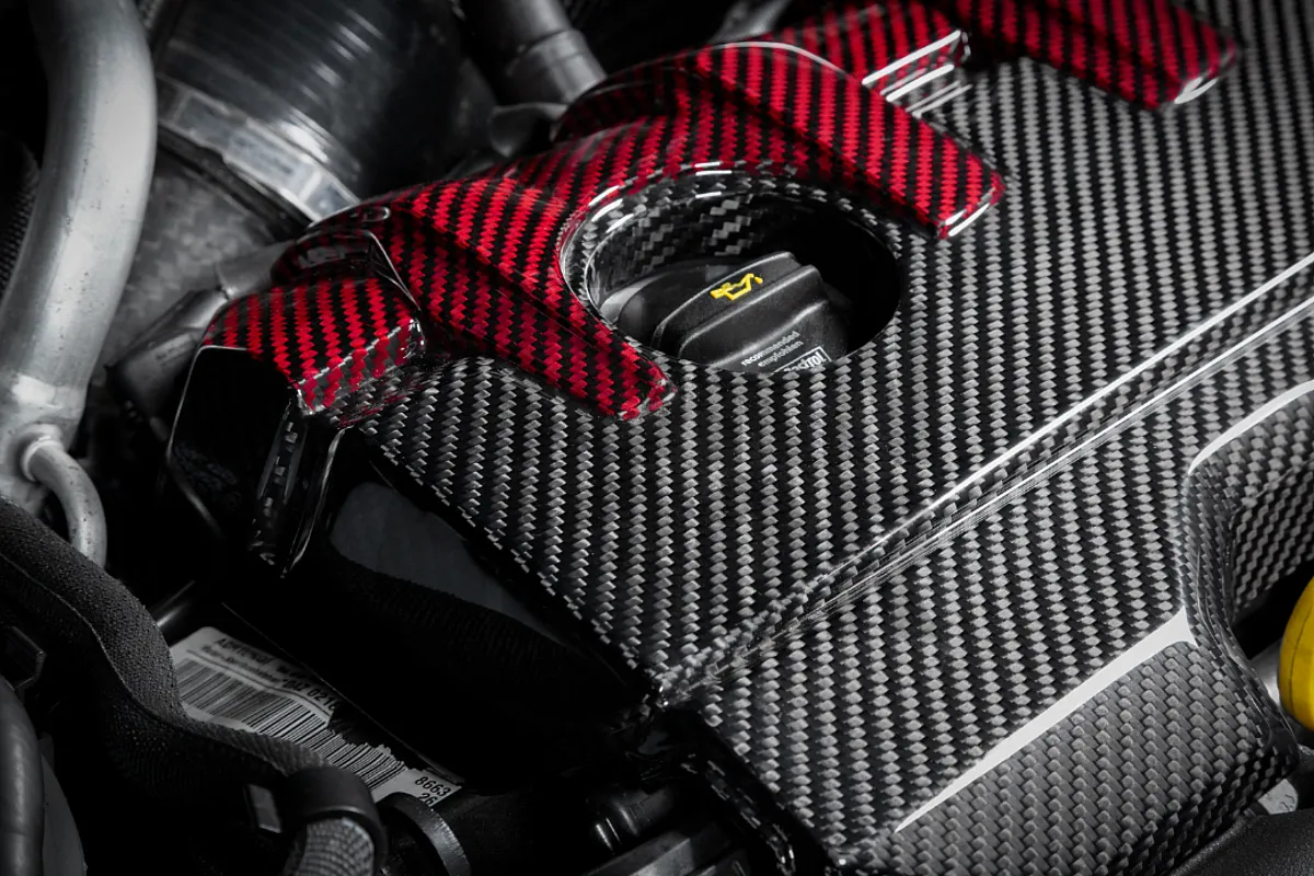 Eventuri Carbon Fiber / Red Kevlar Engine Cover for Audi RS3 8V.5 / TTRS 8S and RS3 8Y